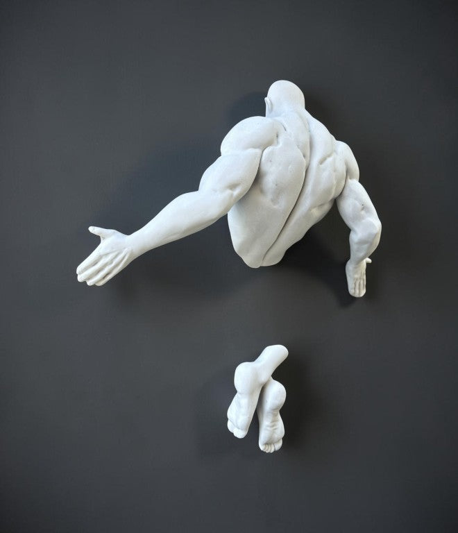 Man Coming Out Of Wall Sculpture, 32 cm - 12.5 in