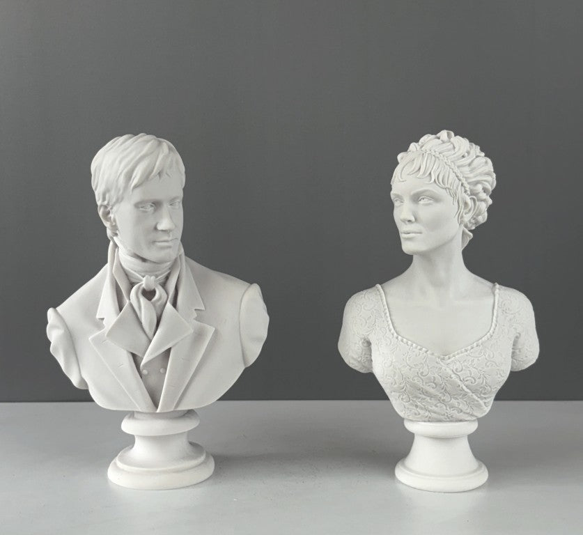 Mr. Darcy & Elizabeth Bennet Bust Statue, 25 cm - 10 in