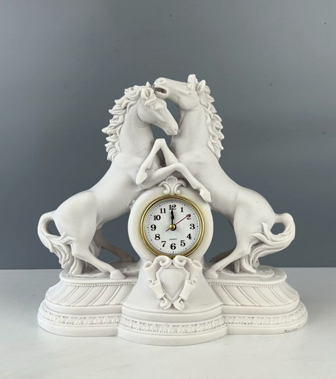 Rearing Horses Sculpture Table Clock, 28 cm - 11 in