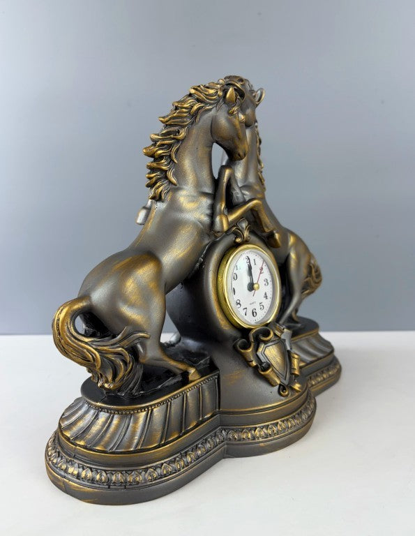 Rearing Horses Sculpture Table Clock, 28 cm - 11 in