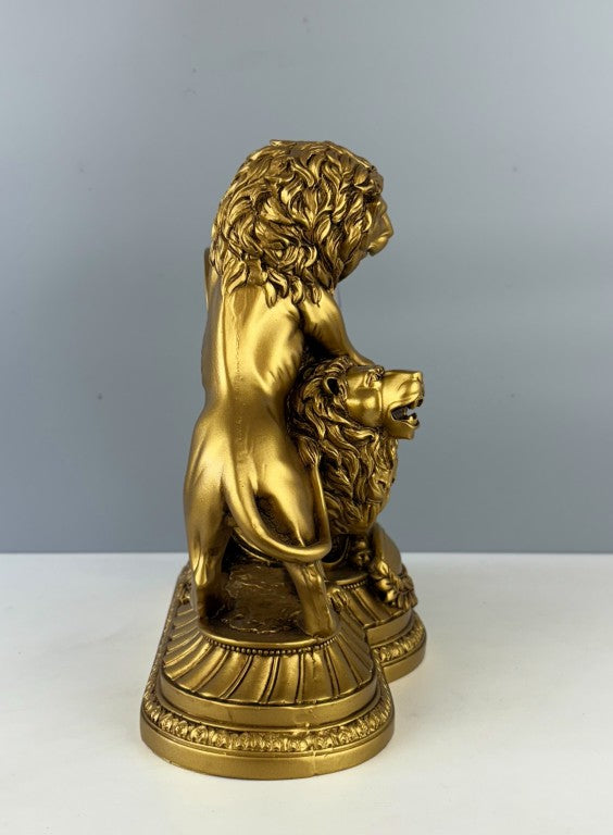 Majestic Lions Sculpture Table Clock, 28 cm - 11 in