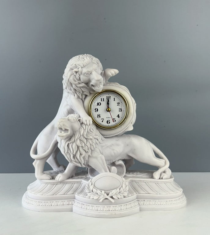 Majestic Lions Sculpture Table Clock, 28 cm - 11 in