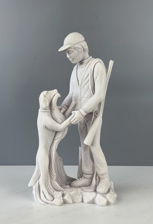 Hunter and Dog Sculpture, 29 cm - 11.4 in