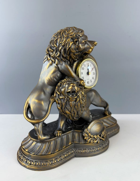 Majestic Lions Sculpture Table Clock, 28 cm - 11 in