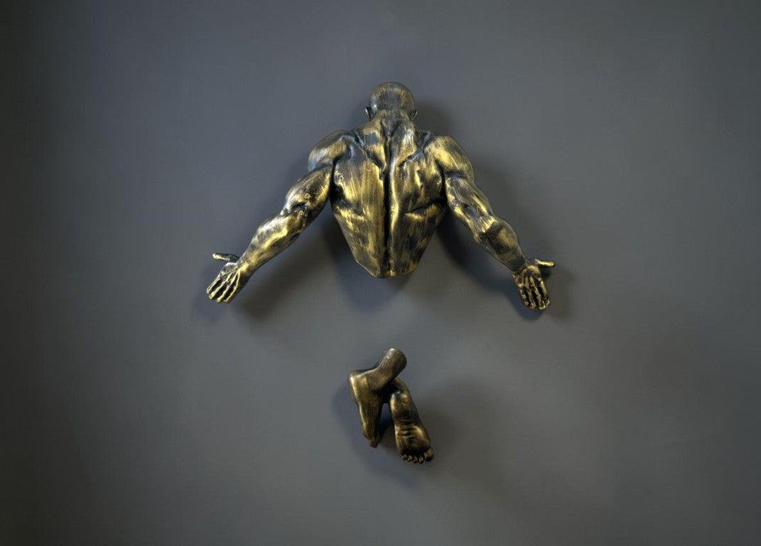 Man Coming Out Of Wall Sculpture, 32 cm - 12.5 in