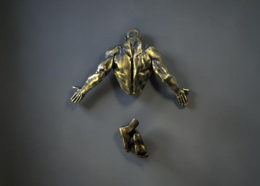 Man Coming Out Of Wall Sculpture, 32 cm - 12.5 in
