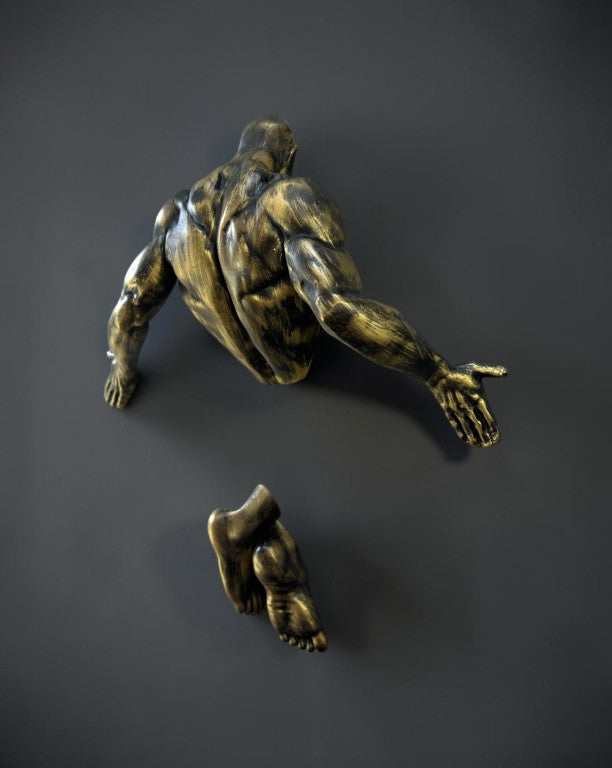Man Coming Out Of Wall Sculpture, 32 cm - 12.5 in