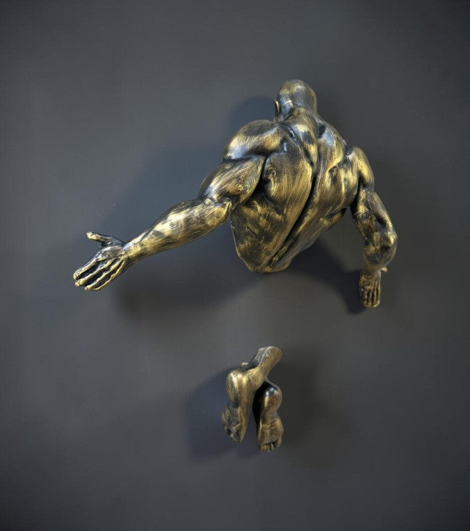 Man Coming Out Of Wall Sculpture, 32 cm - 12.5 in