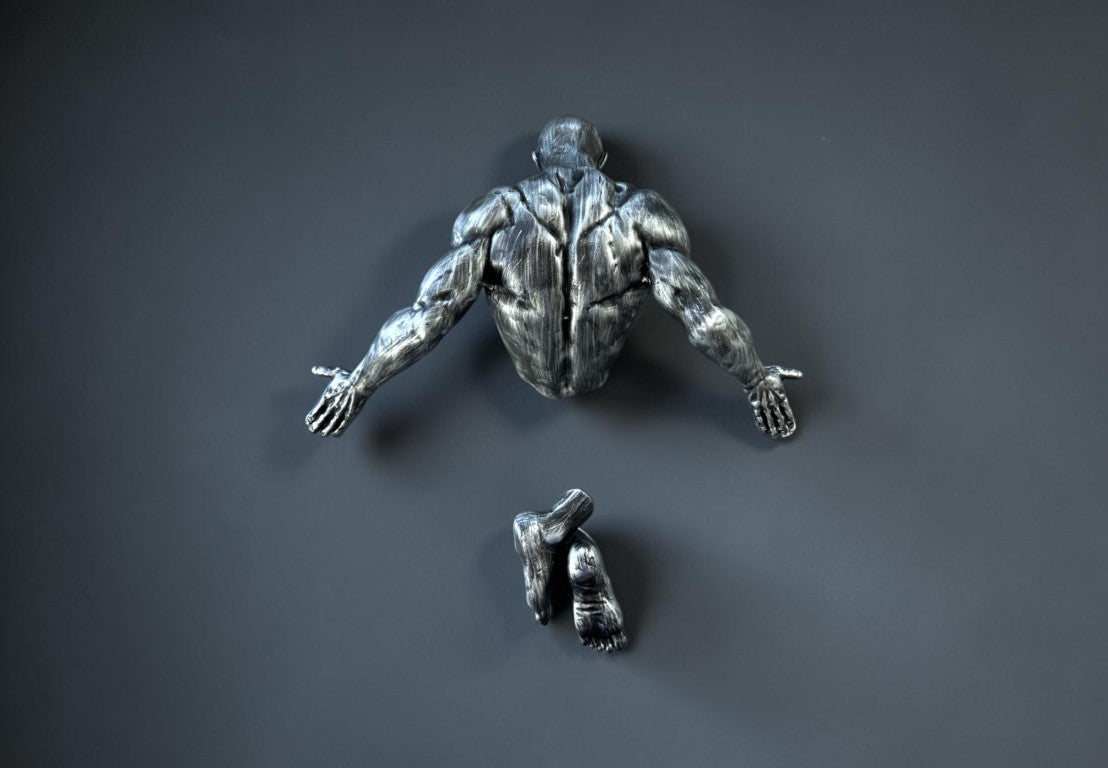 Man Coming Out Of Wall Sculpture, 32 cm - 12.5 in