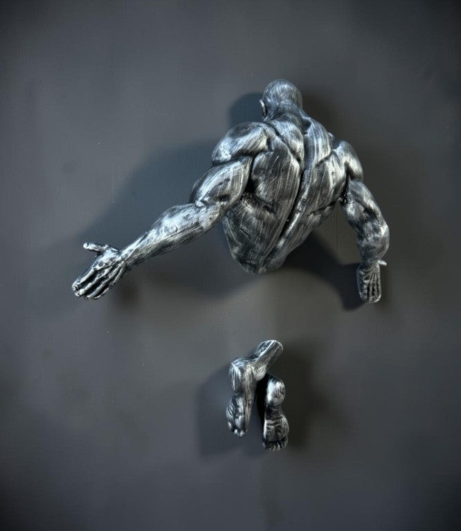 Man Coming Out Of Wall Sculpture, 32 cm - 12.5 in