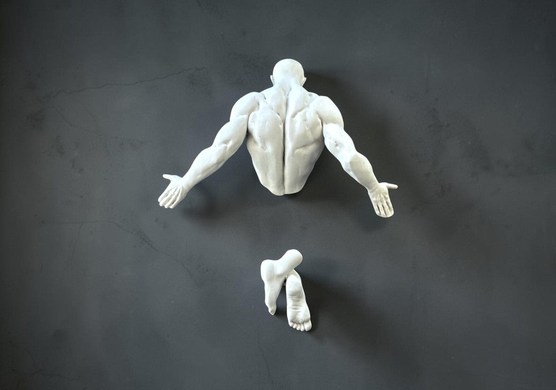 Man Coming Out Of Wall Sculpture, 32 cm - 12.5 in