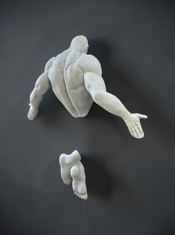 Man Coming Out Of Wall Sculpture, 32 cm - 12.5 in