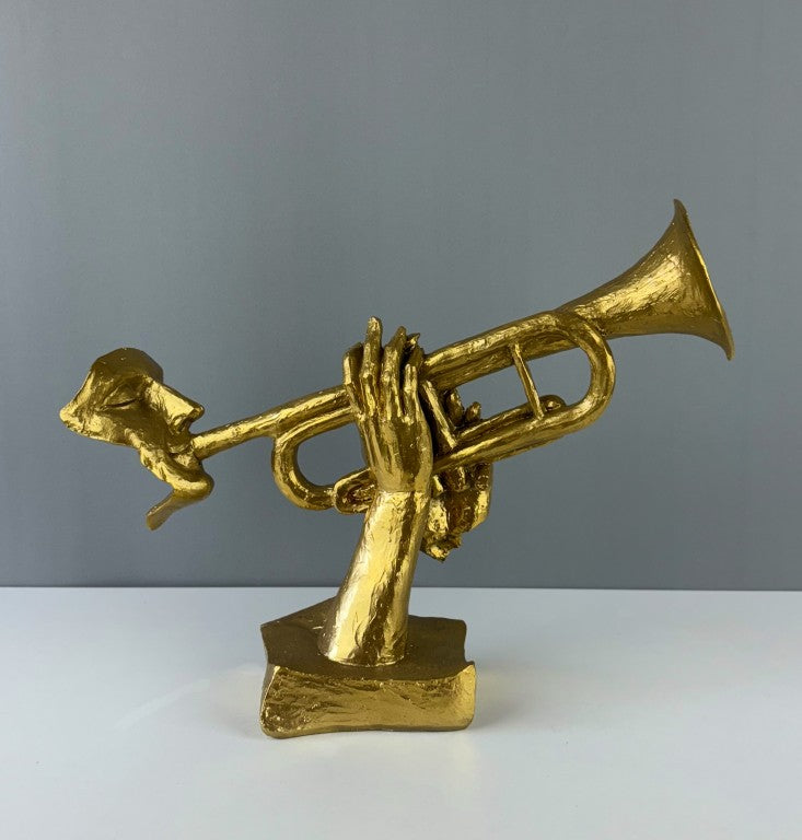 Abstract Trumpet Musician Sculpture, 35 cm - 13.8"