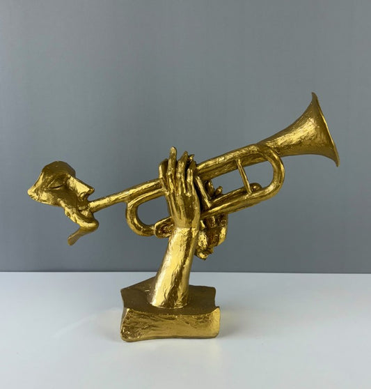 Abstract Trumpet Musician Sculpture, 35 cm - 13.8"