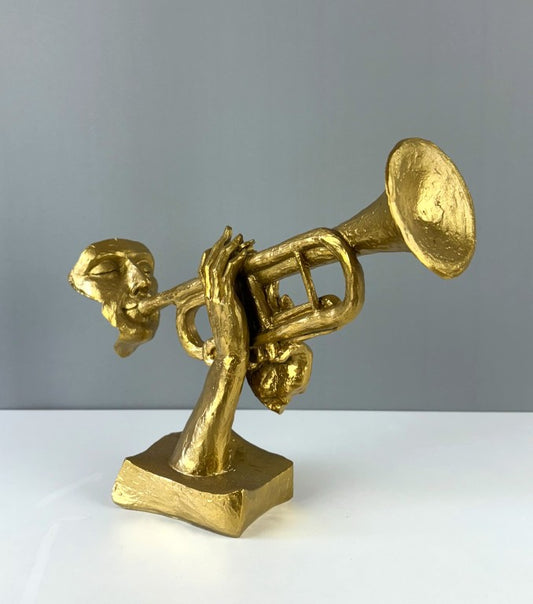 Abstract Trumpet Musician Sculpture, 35 cm - 13.8"