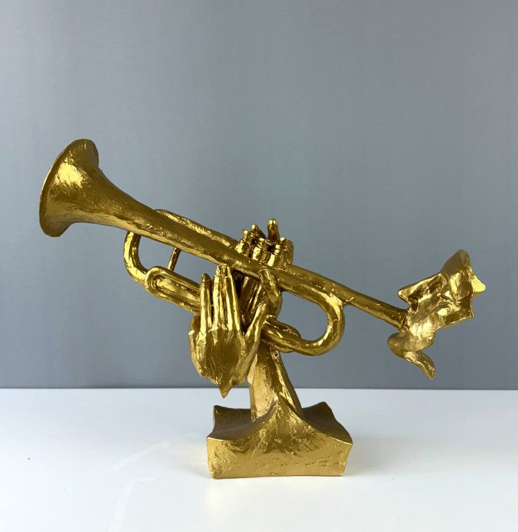 Abstract Trumpet Musician Sculpture, 35 cm - 13.8"